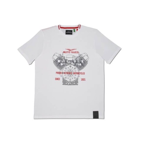 MOTO GUZZI T-Shirt Męski Classic White