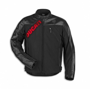 DUCATI Kurtka Motocyklowa Skórzano-Tekstylna Męska Logo C1 Black